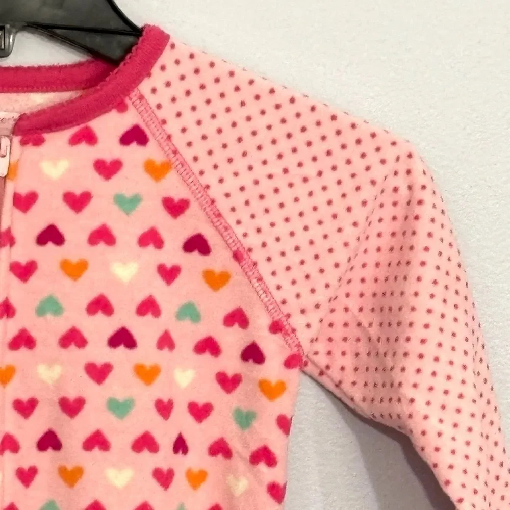 Carter’s | Girls Pink Hearts Valentine’s Day Footed Sleeper Pajamas Pjs 3T